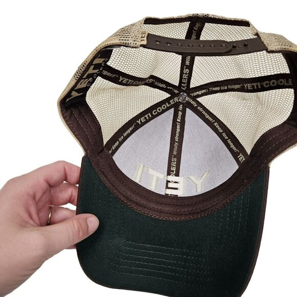 Yeti Coolers Brown & Tan Trucker Hat Adjustable Snapback Mesh Back Cotton Blend - Picture 9 of 9